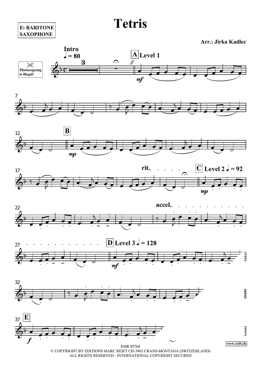 Tetris Tetris Baritone Saxophone scores gallery preview page 3