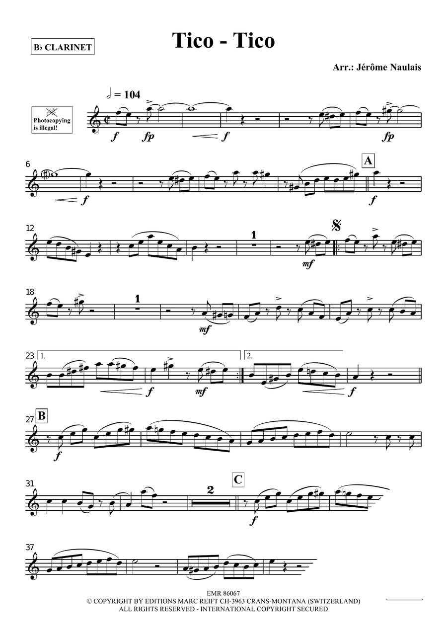 Tico-Tico Tico-Tico Clarinet Solo scores gallery preview page 3