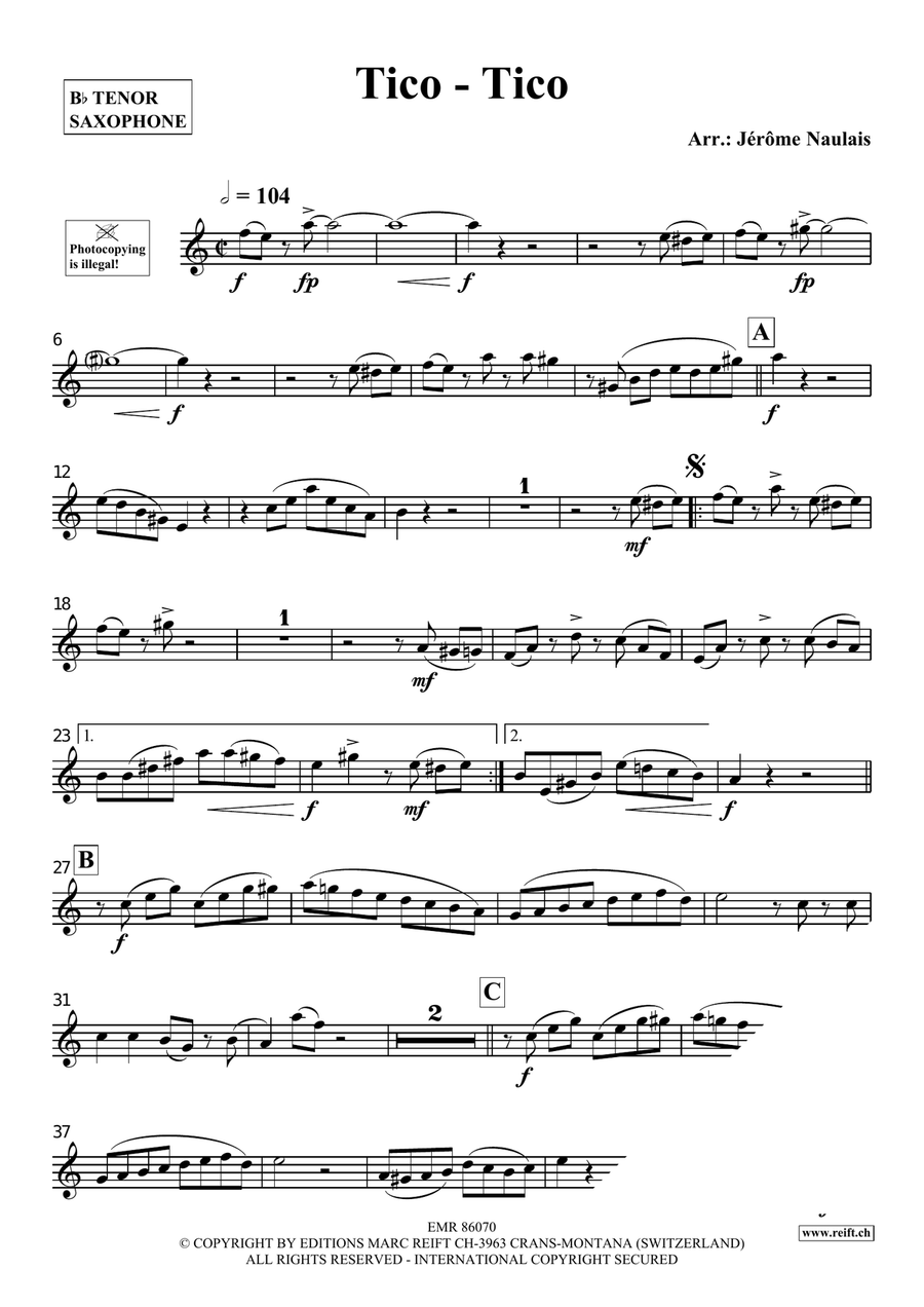 Tico-Tico Tico-Tico Tenor Saxophone scores gallery preview page 3