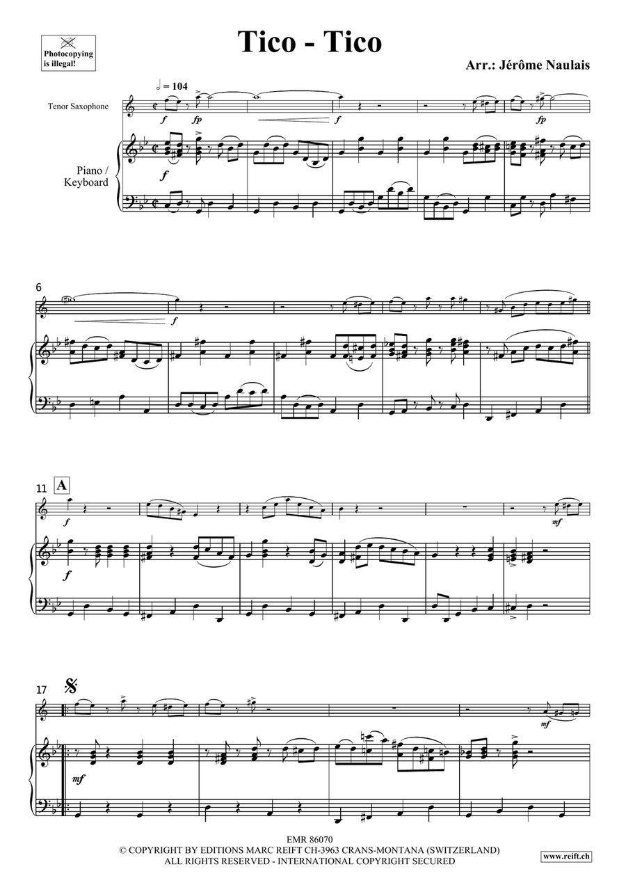 Tico-Tico Tico-Tico Tenor Saxophone scores gallery preview page 4