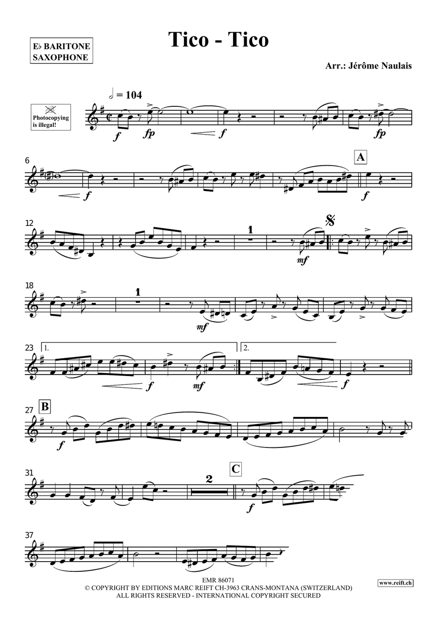 Tico-Tico Tico-Tico Baritone Saxophone scores gallery preview page 3