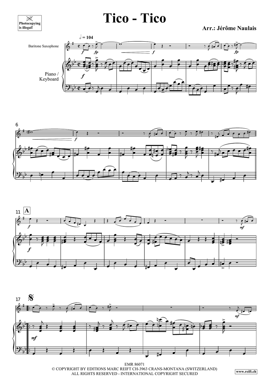 Tico-Tico Tico-Tico Baritone Saxophone scores gallery preview page 4