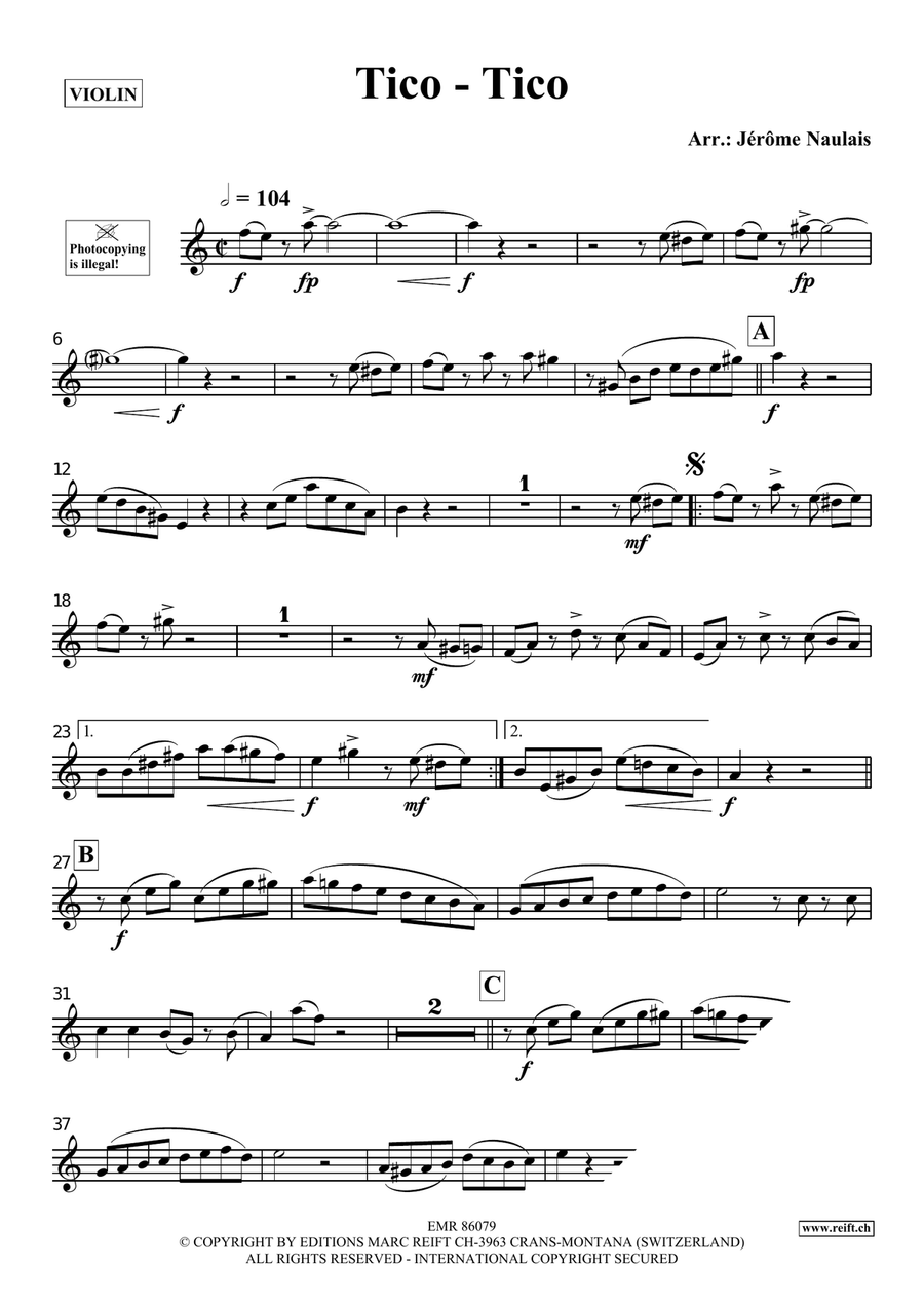 Tico-Tico Tico-Tico Violin Solo scores gallery preview page 3