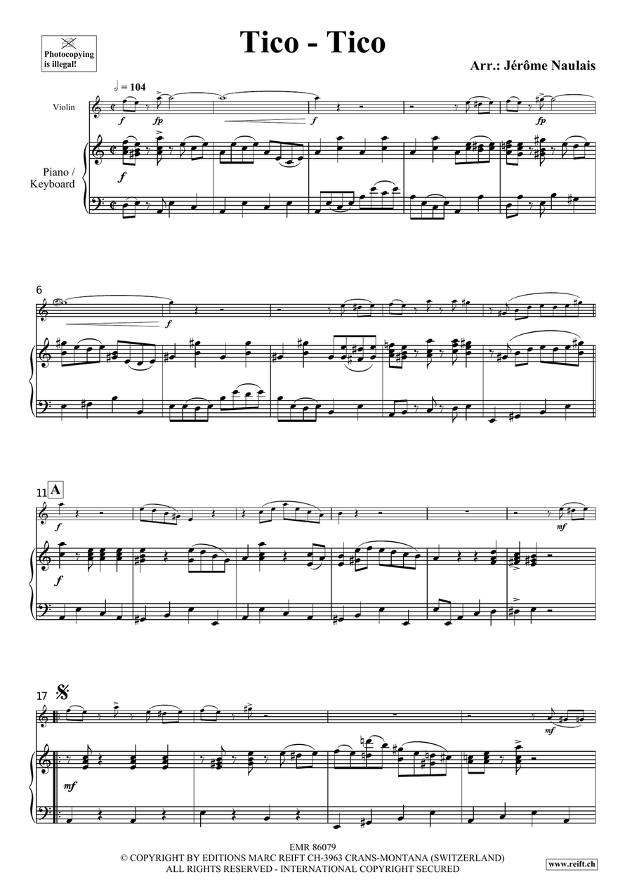 Tico-Tico Tico-Tico Violin Solo scores gallery preview page 4
