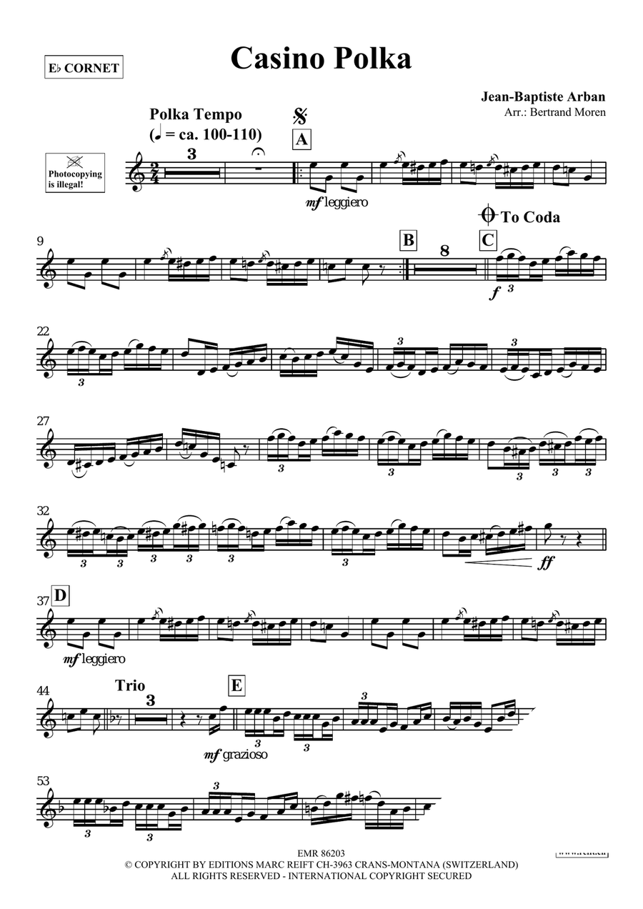 Casino Polka by Jean-Baptiste Arban Cornet - Sheet Music page 3