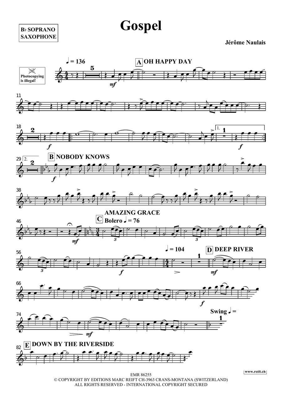 Gospel Gospel Soprano Saxophone scores gallery preview page 4