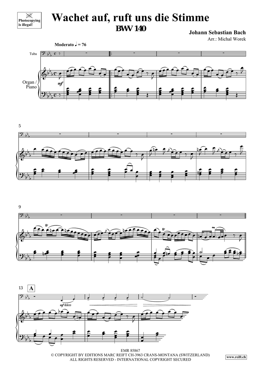 Wachet auf, ruft uns die Stimme Tuba scores gallery preview page 3