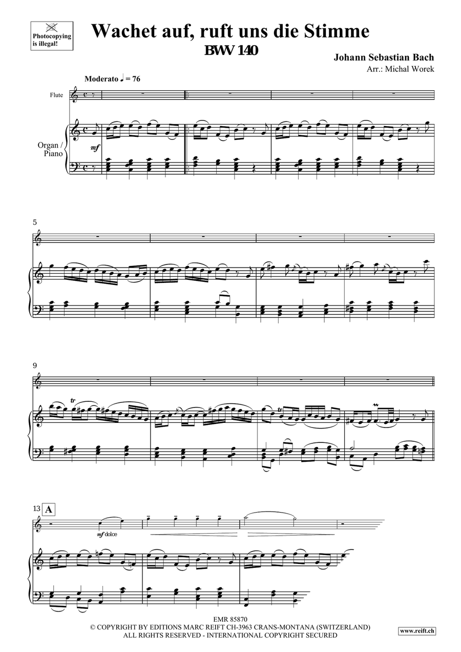 Wachet auf, ruft uns die Stimme Flute Solo scores gallery preview page 3