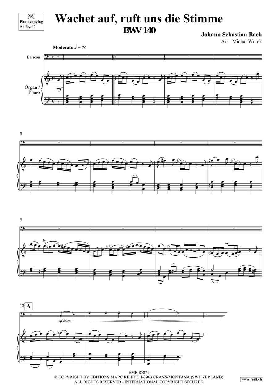 Wachet auf, ruft uns die Stimme Bassoon Solo scores gallery preview page 3