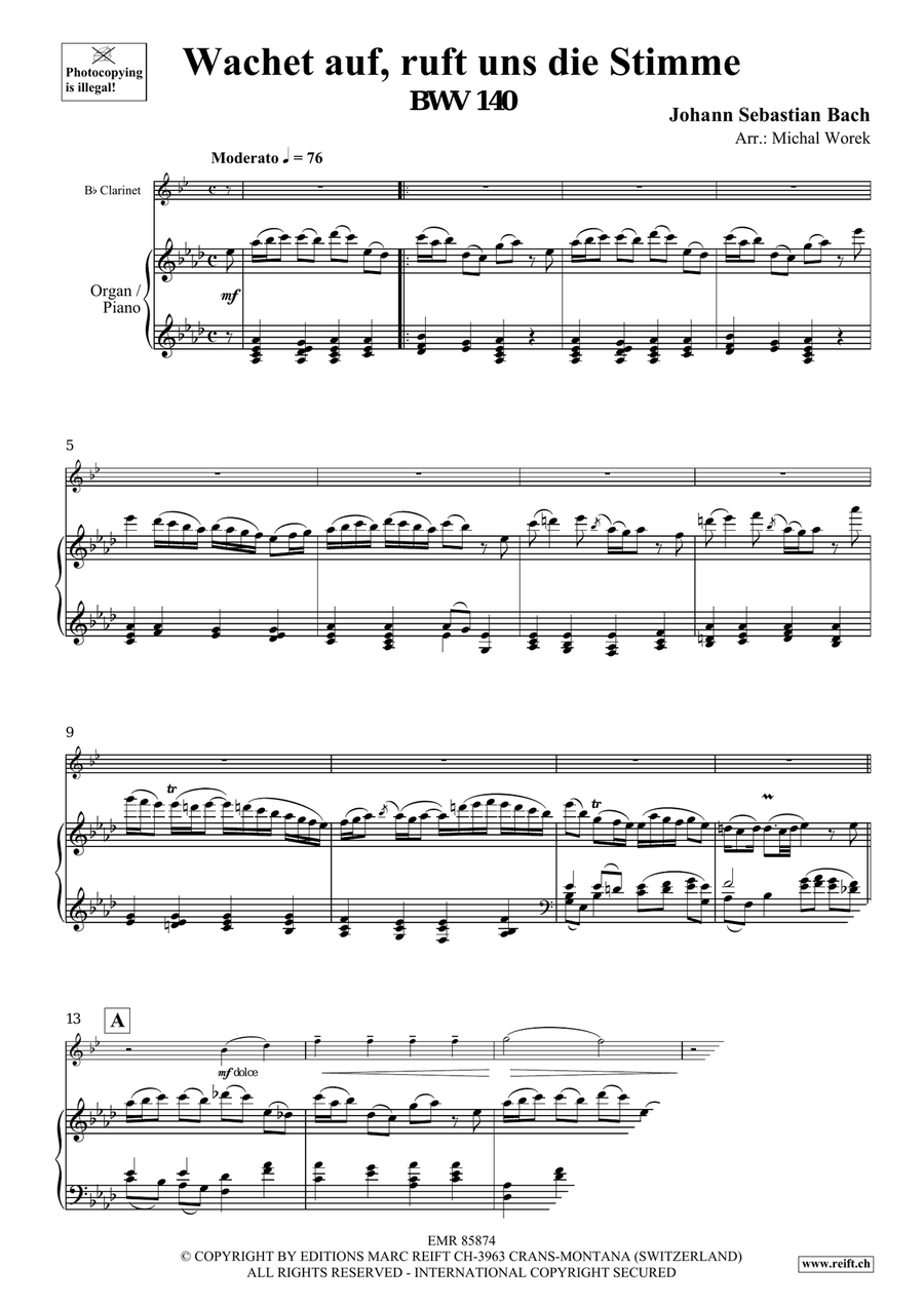Wachet auf, ruft uns die Stimme Clarinet Solo scores gallery preview page 3