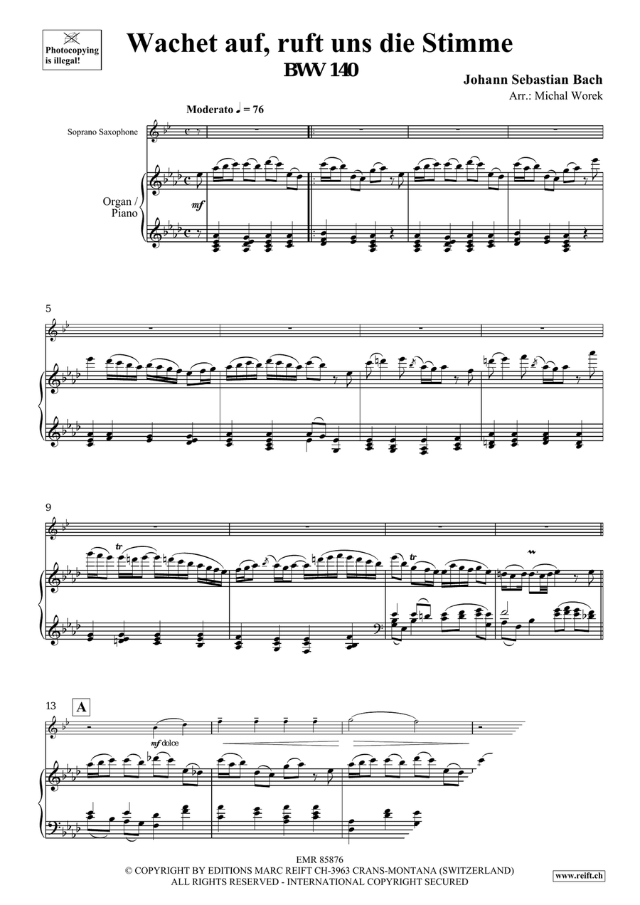 Wachet auf, ruft uns die Stimme Soprano Saxophone scores gallery preview page 3