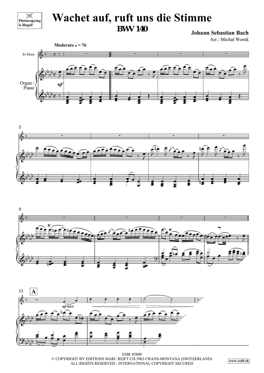 Wachet auf, ruft uns die Stimme Horn scores gallery preview page 3