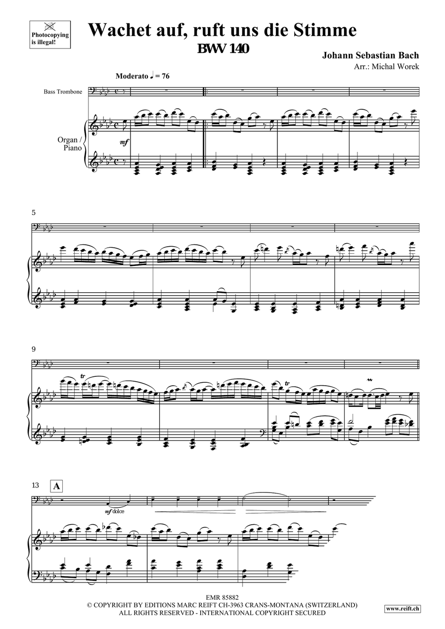 Wachet auf, ruft uns die Stimme Trombone scores gallery preview page 3