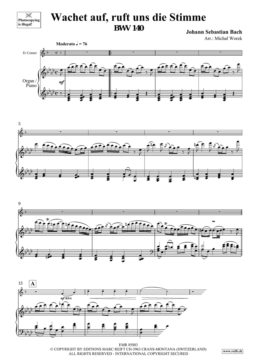 Wachet auf, ruft uns die Stimme Cornet scores gallery preview page 3