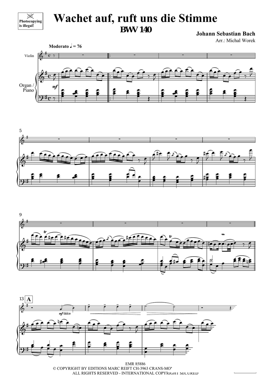 Wachet auf, ruft uns die Stimme Violin Solo scores gallery preview page 3