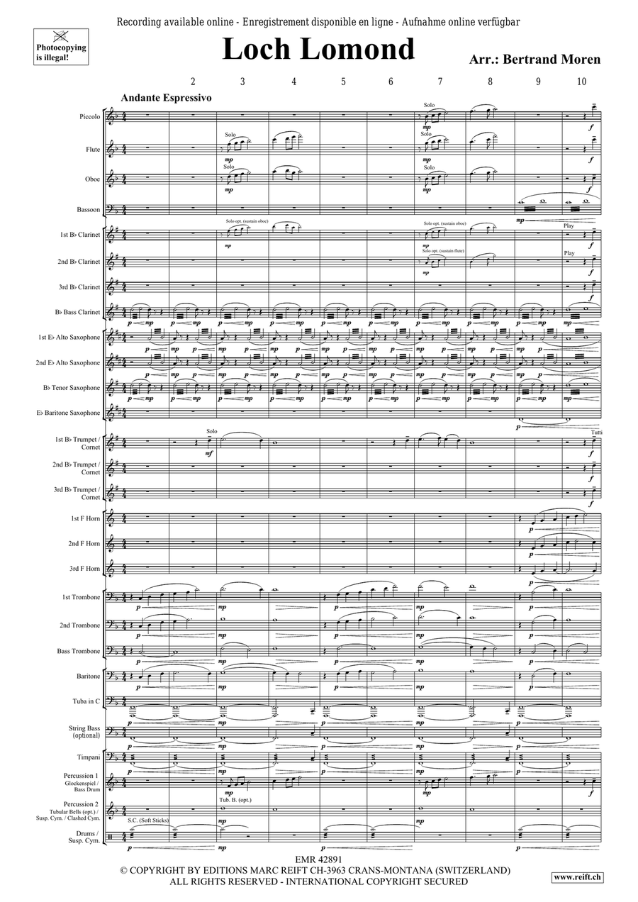 Loch Lomond by Bertrand Moren Concert Band - Sheet Music page 3