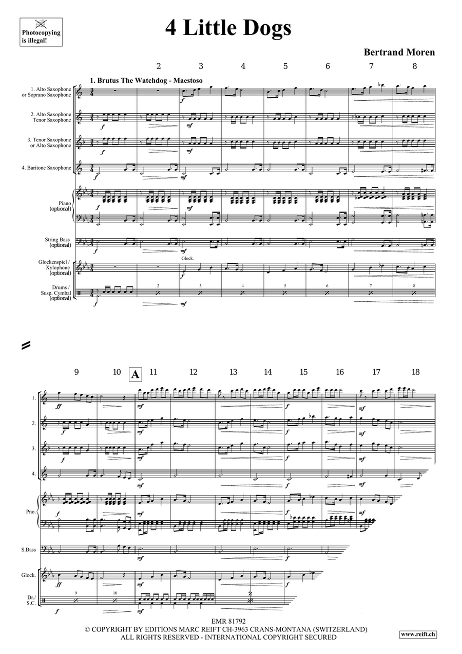4 Little Dogs Saxophone Quartet scores gallery preview page 4