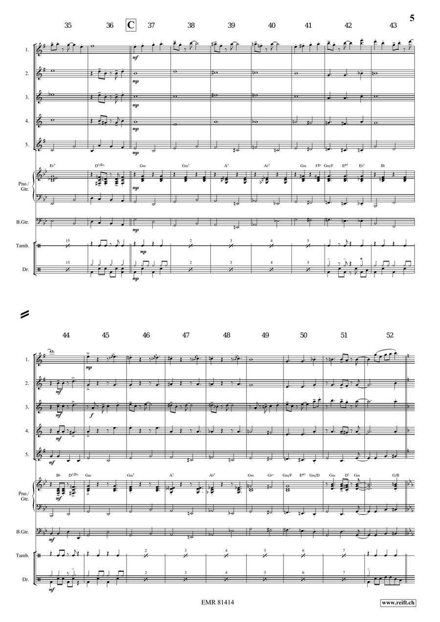 Mountain King Mountain King Saxophone Quintet scores gallery preview page 6