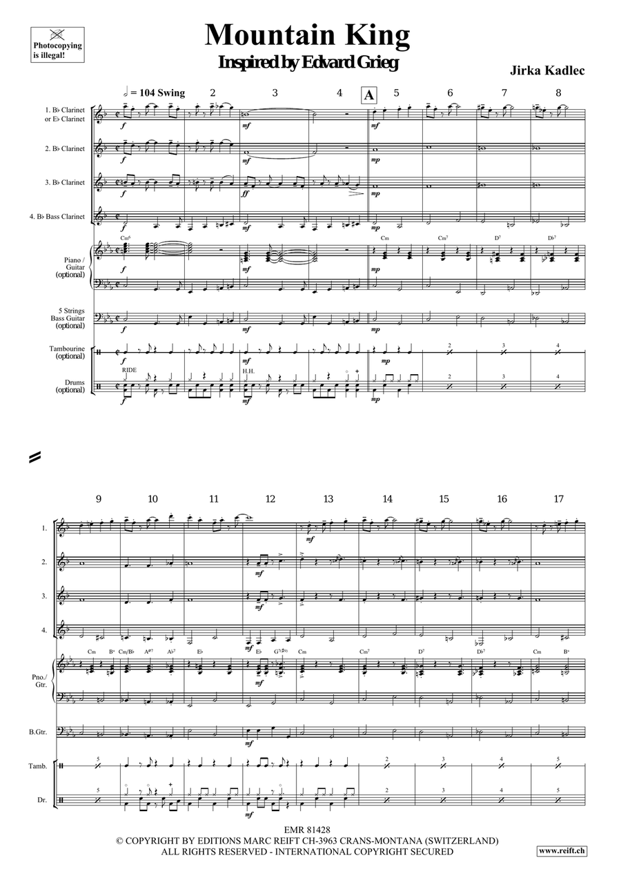 Mountain King Mountain King Clarinet Quartet scores gallery preview page 4