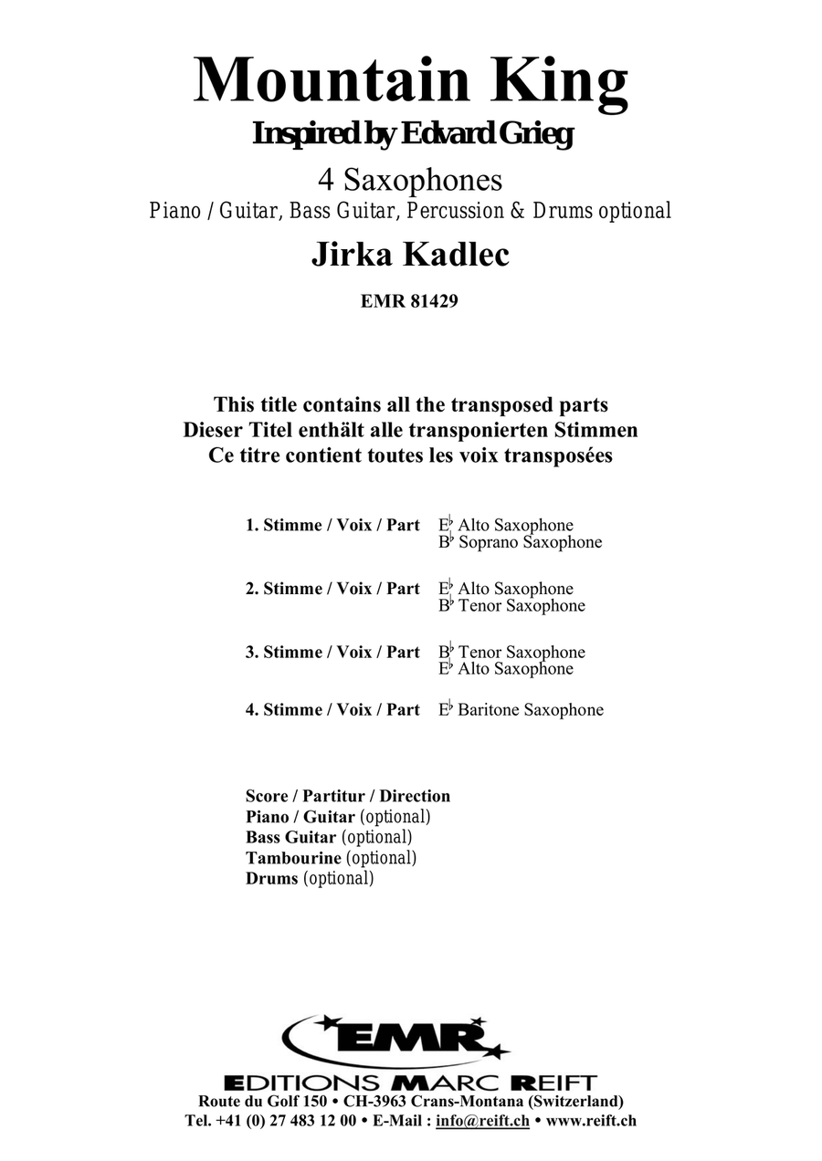 Mountain King Mountain King Saxophone Quartet scores gallery preview page 2