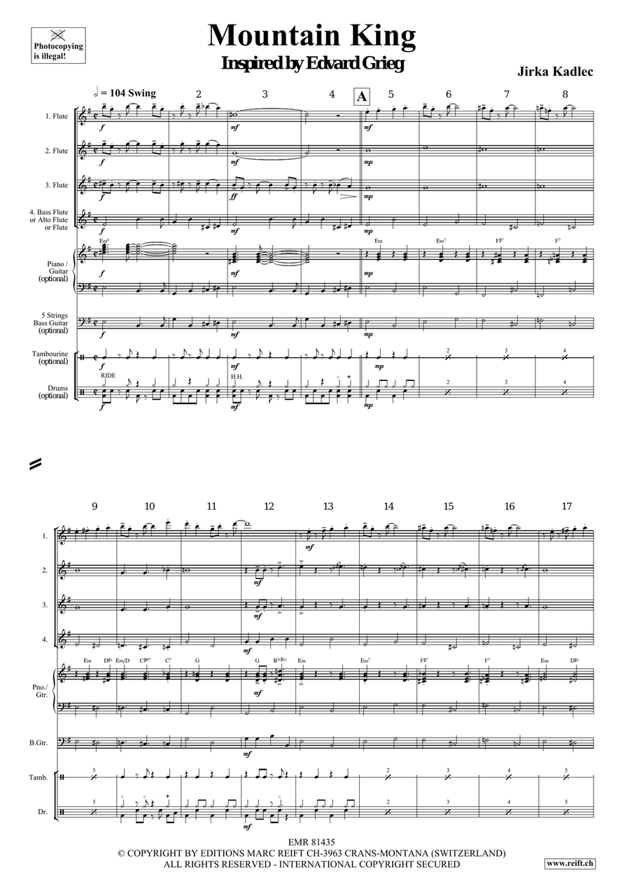 Mountain King Mountain King Flute Quartet scores gallery preview page 4