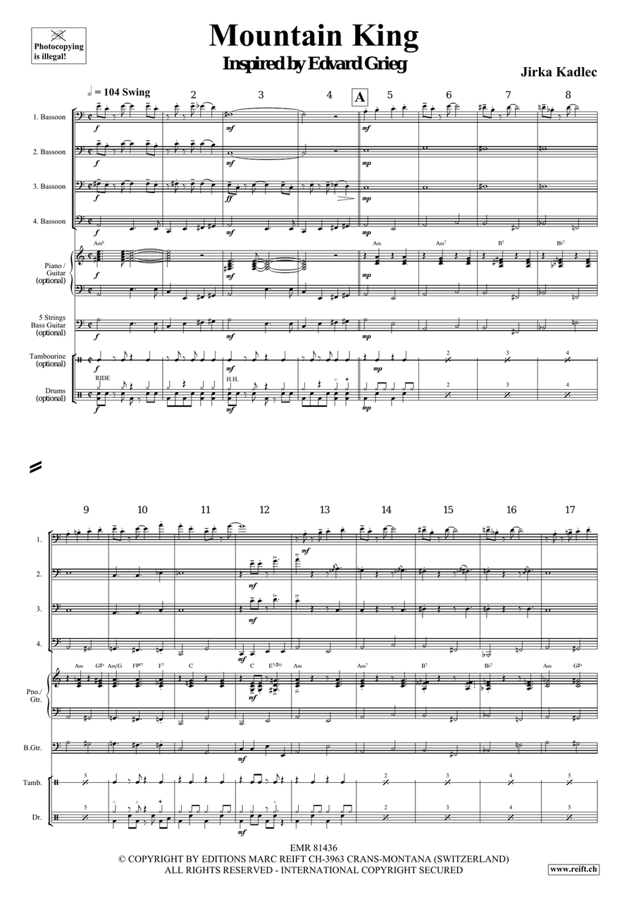 Mountain King Mountain King Bassoon Quartet scores gallery preview page 4