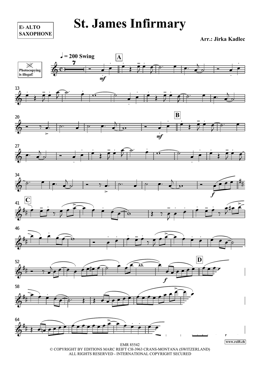 St. James Infirmary St. James Infirmary Alto Saxophone scores gallery preview page 3