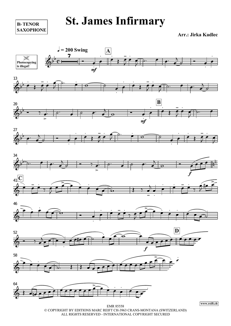 St. James Infirmary St. James Infirmary Tenor Saxophone scores gallery preview page 3