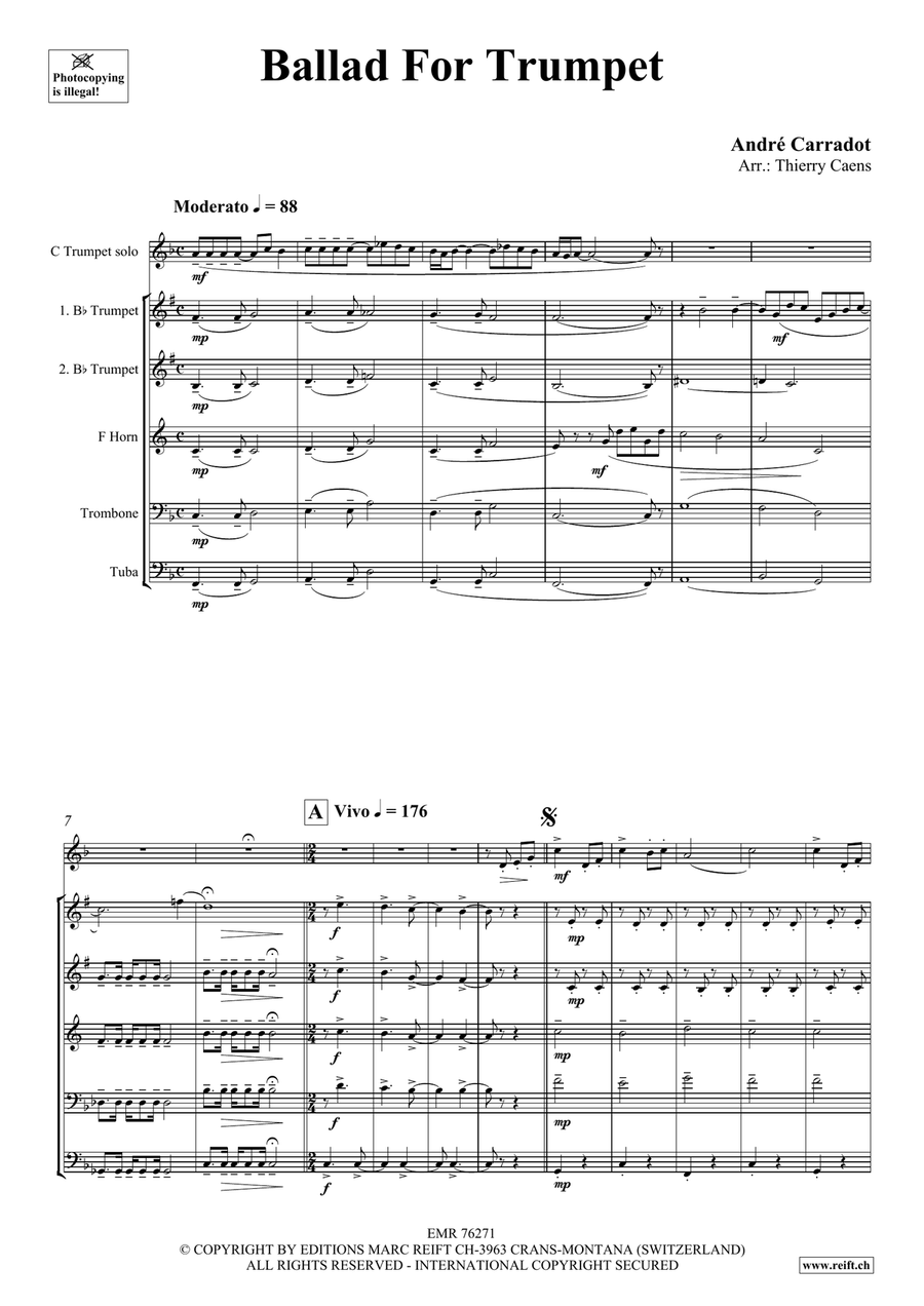 Ballad for Trumpet Ballad for Trumpet Brass Quintet scores gallery preview page 3