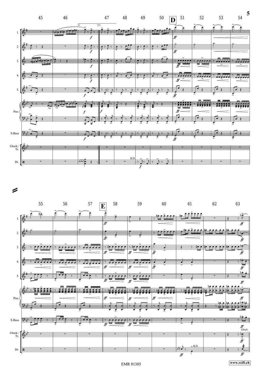 Pomp and Circumstance No. 1 Saxophone Quintet scores gallery preview page 6