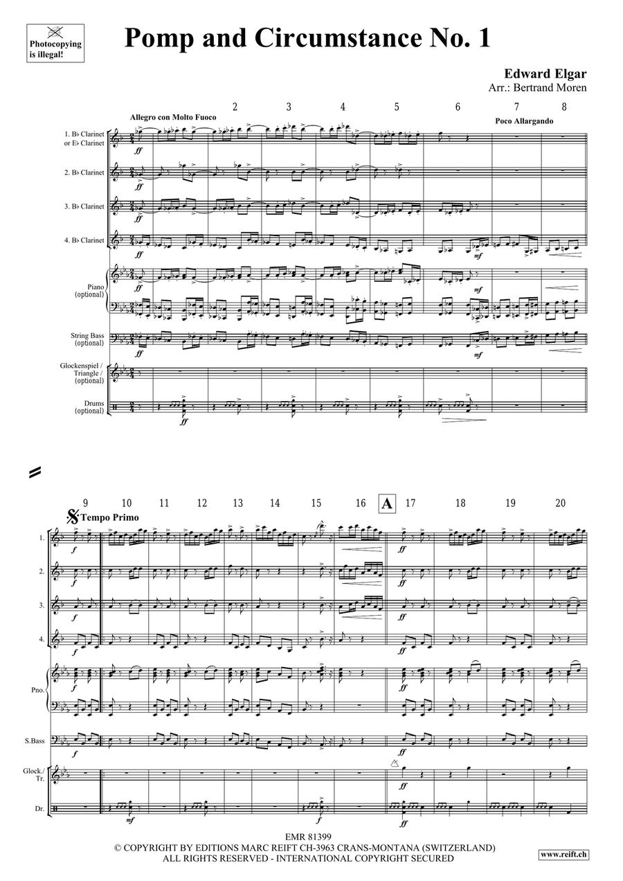 Pomp and Circumstance No. 1 Clarinet Quartet scores gallery preview page 3
