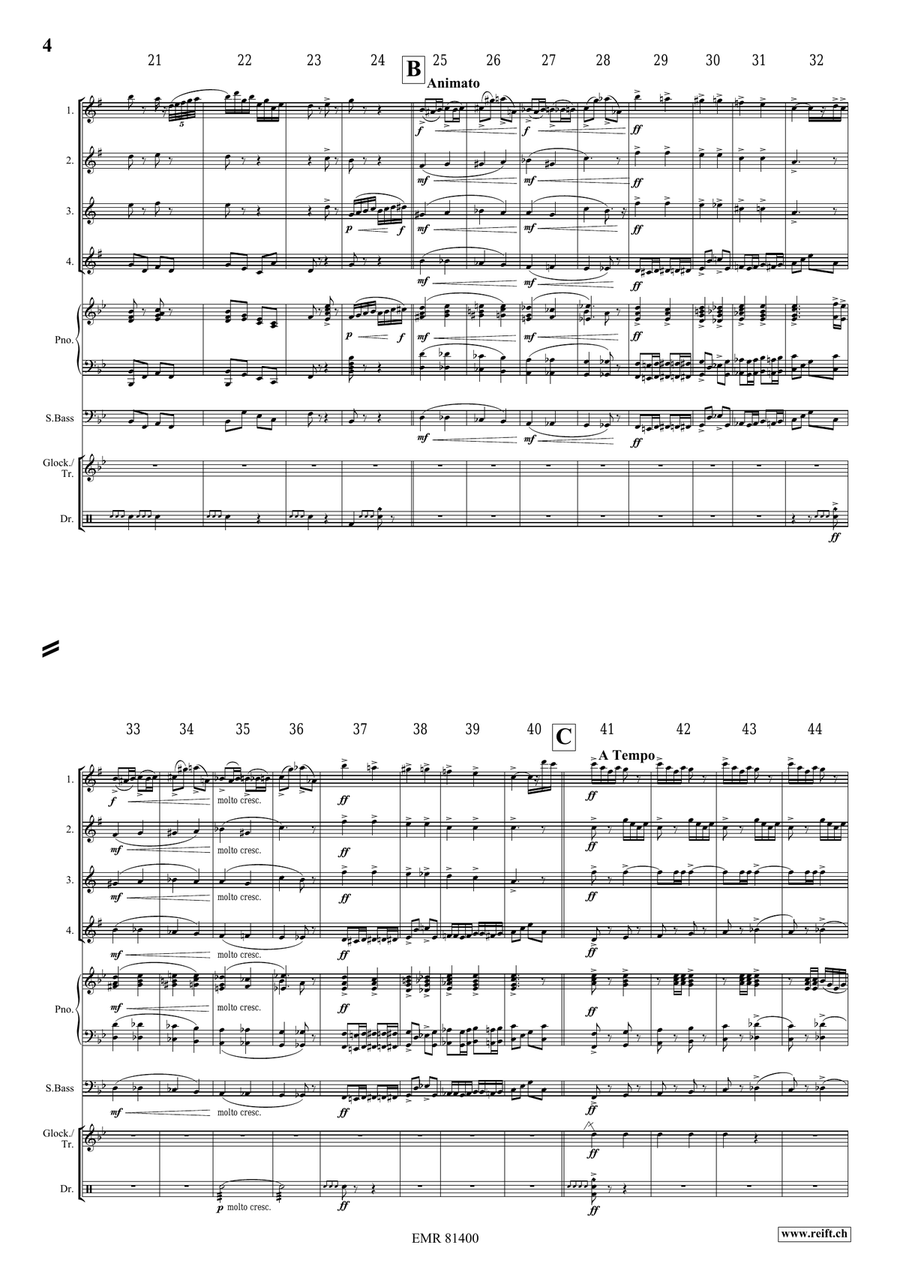 Pomp and Circumstance No. 1 Saxophone Quartet scores gallery preview page 4