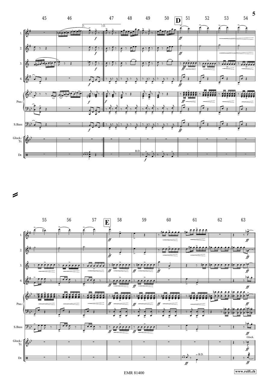 Pomp and Circumstance No. 1 Saxophone Quartet scores gallery preview page 5