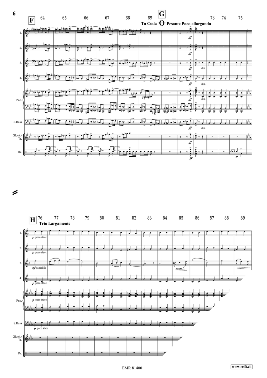 Pomp and Circumstance No. 1 Saxophone Quartet scores gallery preview page 6