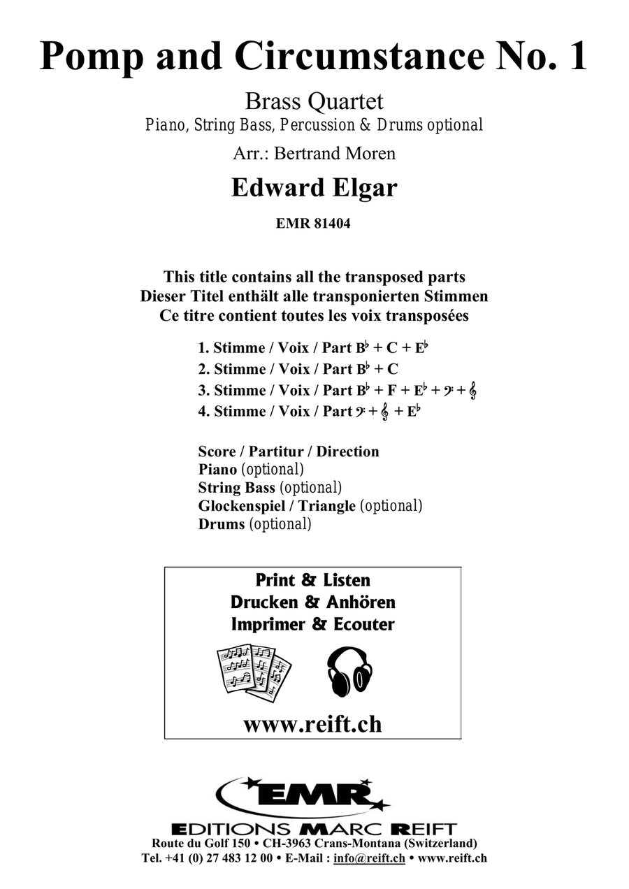 Pomp and Circumstance No. 1 Brass Quartet scores gallery preview page 2