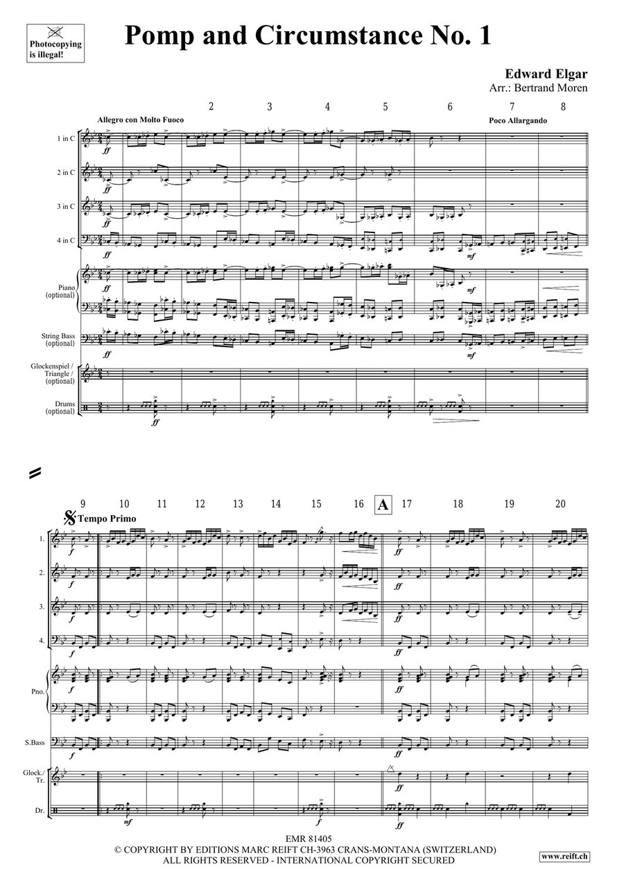 Pomp and Circumstance No. 1 Woodwind Quartet scores gallery preview page 3