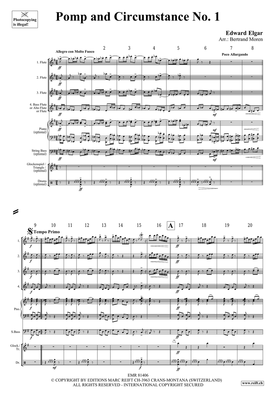 Pomp and Circumstance No. 1 Flute Quartet scores gallery preview page 3