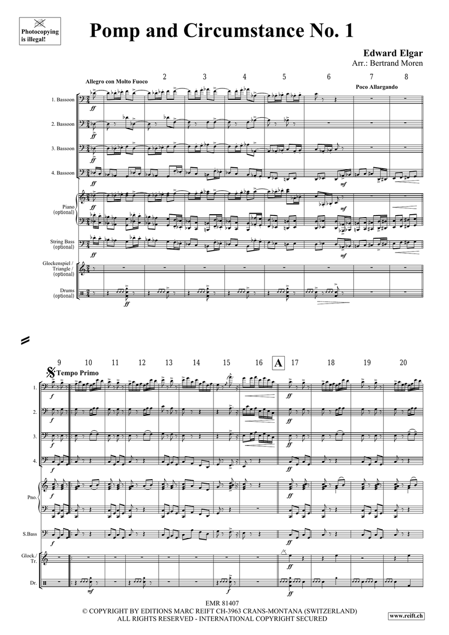 Pomp and Circumstance No. 1 Bassoon Quartet scores gallery preview page 3