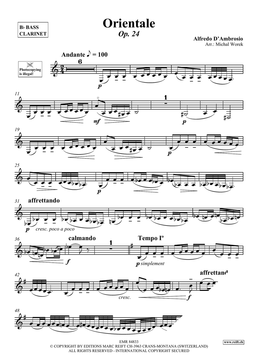 Orientale Orientale Bass Clarinet scores gallery preview page 3