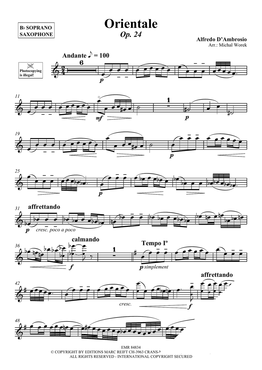 Orientale Orientale Soprano Saxophone scores gallery preview page 3