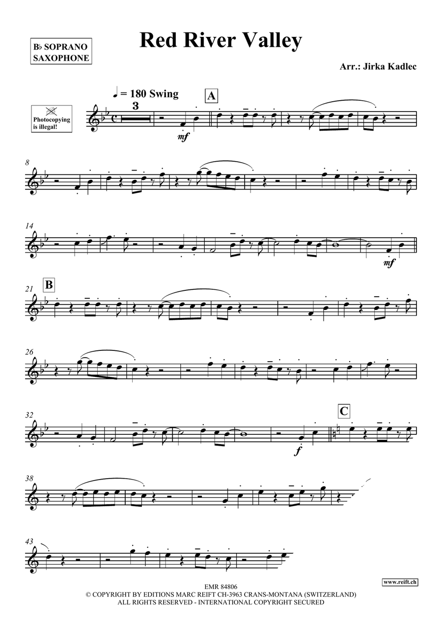 Red River Valley Red River Valley Soprano Saxophone scores gallery preview page 3