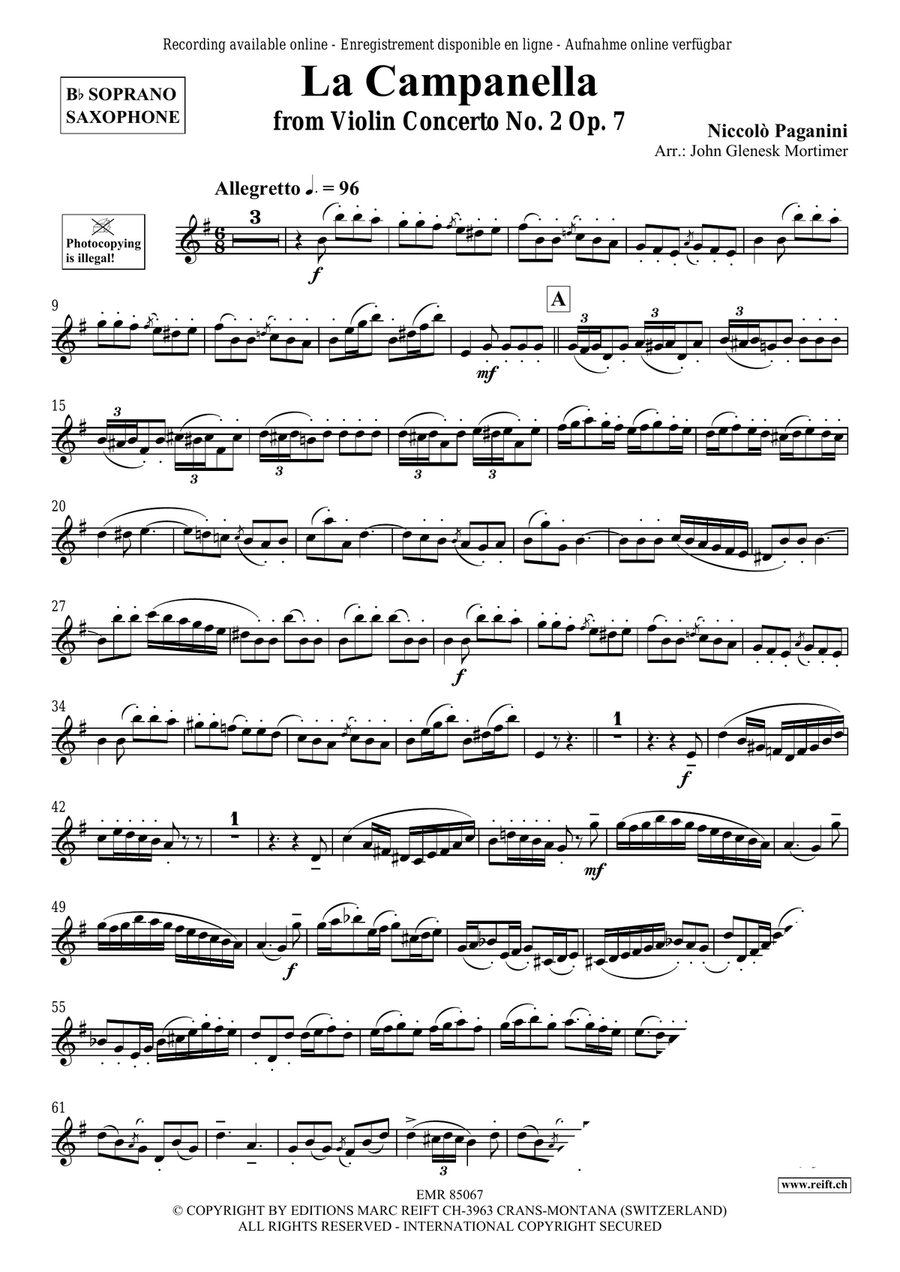 La Campanella Soprano Saxophone scores gallery preview page 3