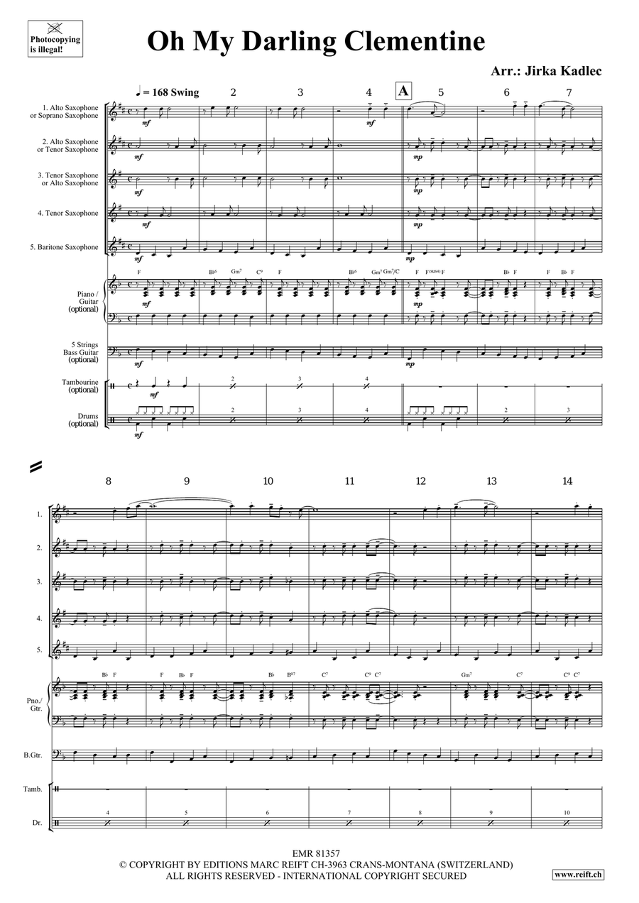 Oh My Darling Clementine Oh My Darling Clementine Saxophone Quintet scores gallery preview page 3
