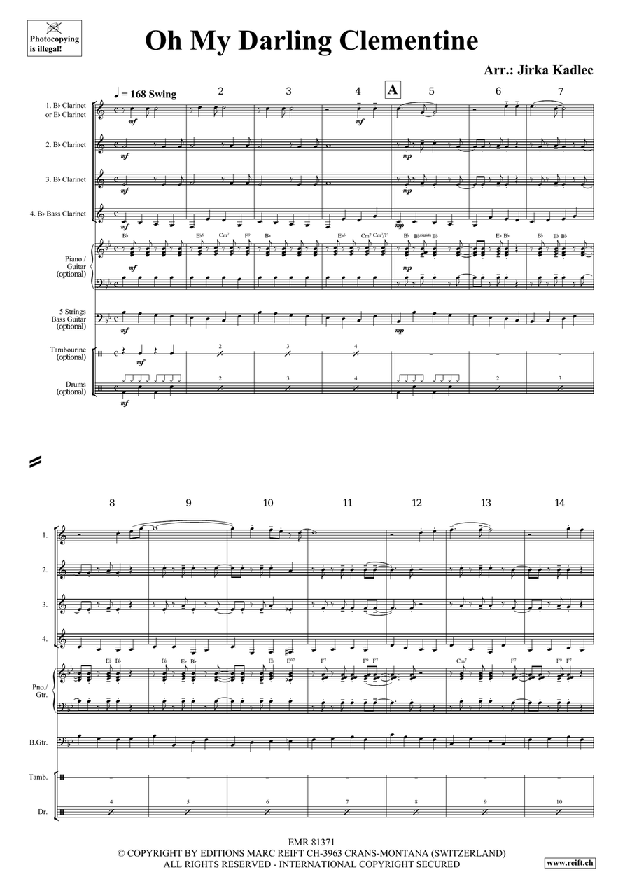 Oh My Darling Clementine Oh My Darling Clementine Clarinet Quartet scores gallery preview page 3
