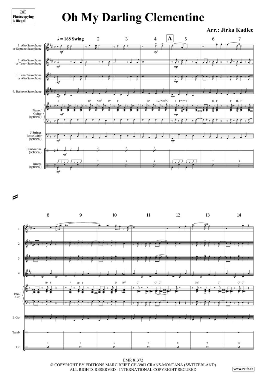 Oh My Darling Clementine Oh My Darling Clementine Saxophone Quartet scores gallery preview page 3