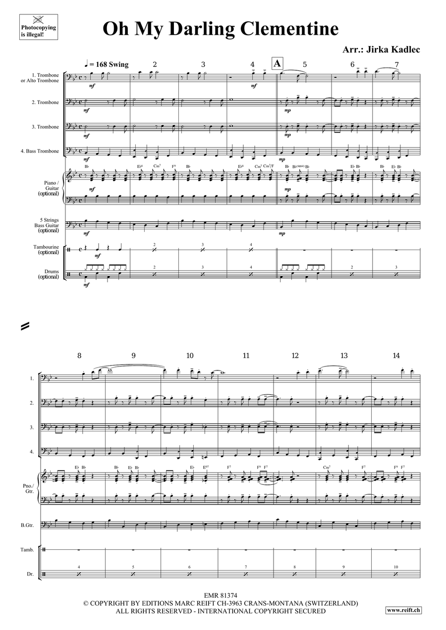 Oh My Darling Clementine Oh My Darling Clementine Trombone Quartet scores gallery preview page 3