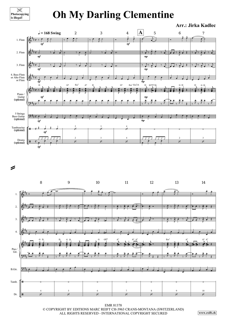 Oh My Darling Clementine Oh My Darling Clementine Flute Quartet scores gallery preview page 3