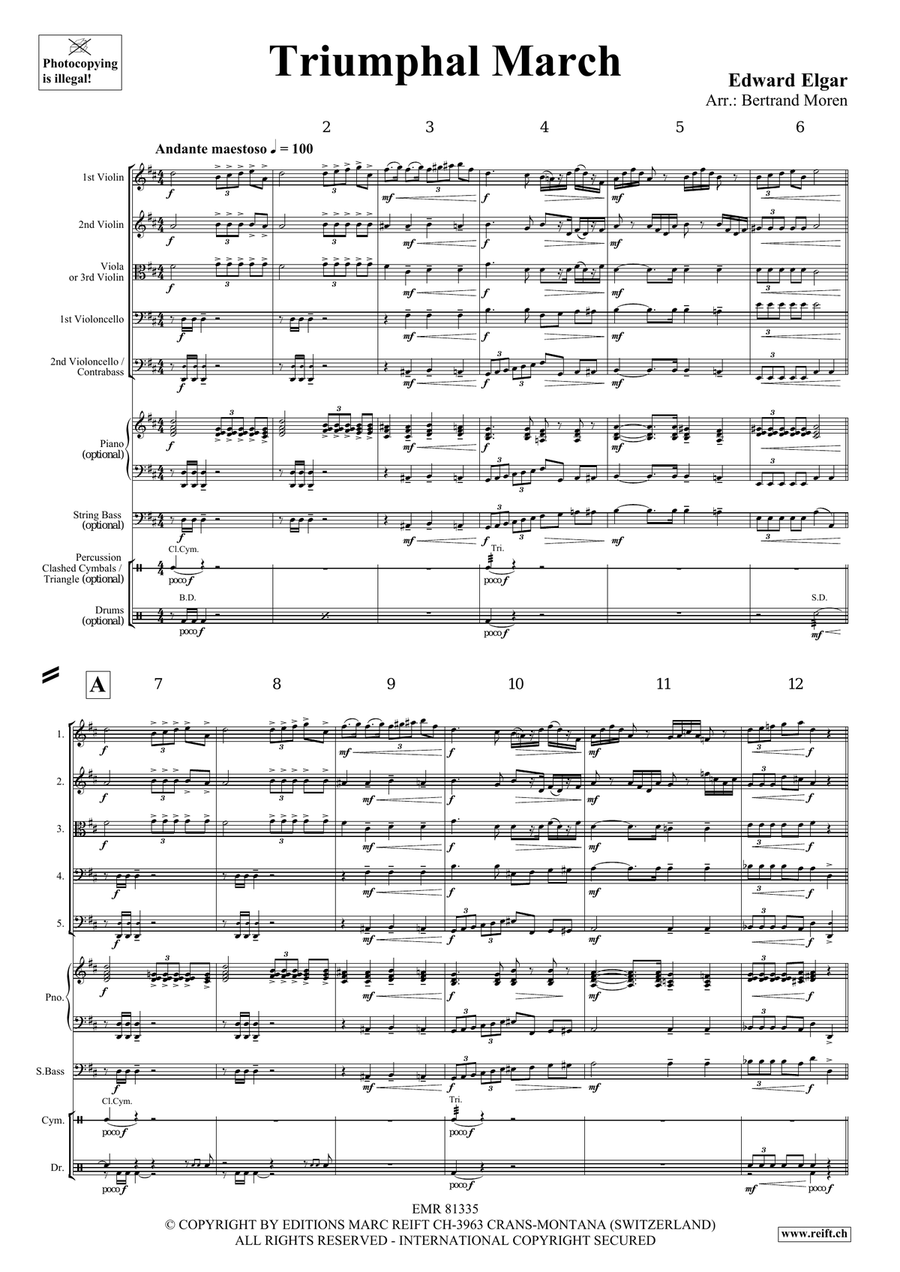 Triumphal March by Edward Elgar String Orchestra - Sheet Music page 3