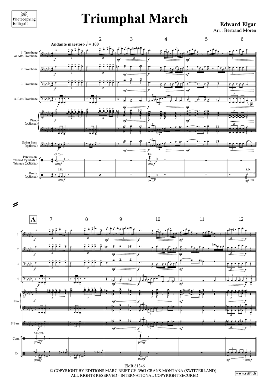 Triumphal March by Edward Elgar Trombone Quartet - Sheet Music page 3