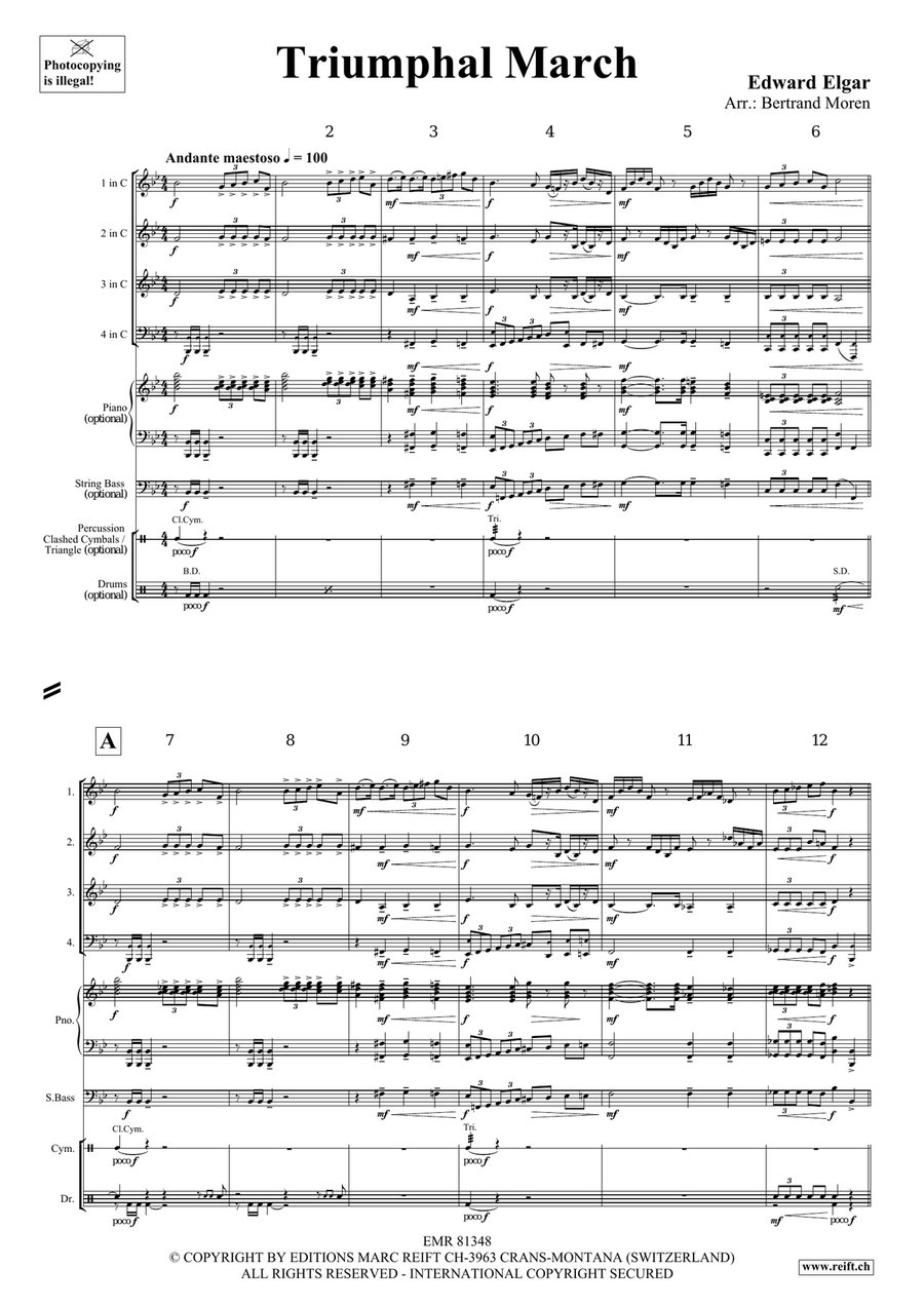 Triumphal March by Edward Elgar Brass Quartet - Sheet Music page 3